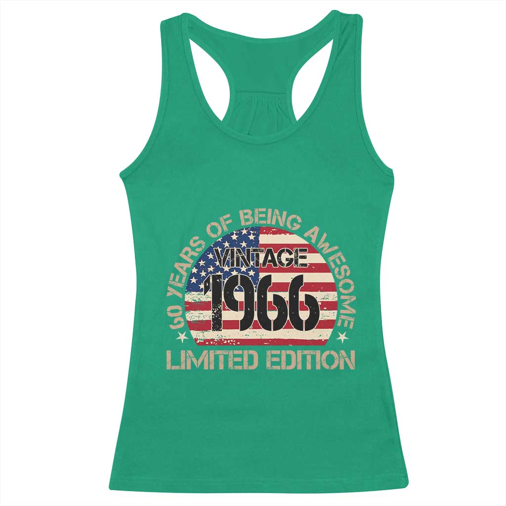60th Birthday Racerback Tank Top Vintage 1966 60 Year Old Birthday USA Flag TS10 Irish Green Print Your Wear