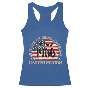 60th Birthday Racerback Tank Top Vintage 1966 60 Year Old Birthday USA Flag TS10 Royal Blue Print Your Wear