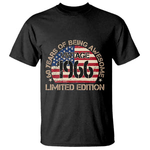 60th Birthday T Shirt - Vintage 1966 - 60 Year Old Birthday USA Flag TS10 Black Print Your Wear