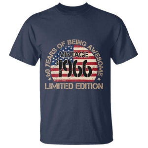 60th Birthday T Shirt - Vintage 1966 - 60 Year Old Birthday USA Flag TS10 Navy Print Your Wear