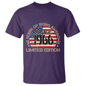 60th Birthday T Shirt - Vintage 1966 - 60 Year Old Birthday USA Flag TS10 Purple Print Your Wear