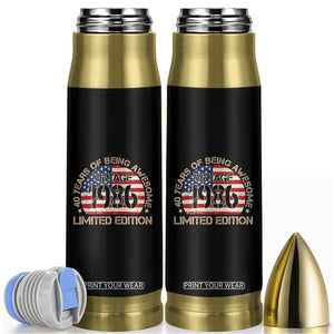 40th Birthday Bullet Tumbler Vintage 1986 40 Year Old Birthday USA Flag TS10 Black Print Your Wear