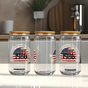 40th Birthday Glass Can Vintage 1986 40 Year Old Birthday USA Flag TS10 Print Your Wear