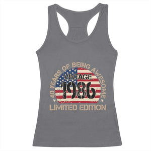 40th Birthday Racerback Tank Top Vintage 1986 40 Year Old Birthday USA Flag TS10 Charcoal Print Your Wear