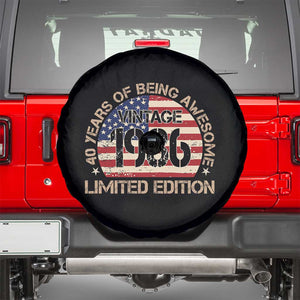 40th Birthday Spare Tire Cover Vintage 1986 40 Year Old Birthday USA Flag TS10 Black Print Your Wear