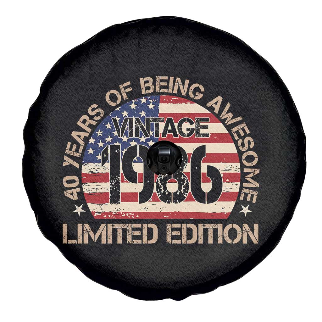 40th Birthday Spare Tire Cover Vintage 1986 40 Year Old Birthday USA Flag TS10 Print Your Wear