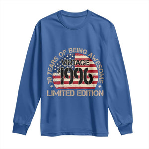 30th Birthday Long Sleeve Shirt Vintage 1996 30 Year Old Birthday USA Flag TS10 Royal Blue Print Your Wear