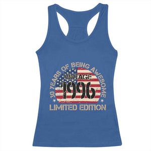 30th Birthday Racerback Tank Top Vintage 1996 30 Year Old Birthday USA Flag TS10 Royal Blue Print Your Wear