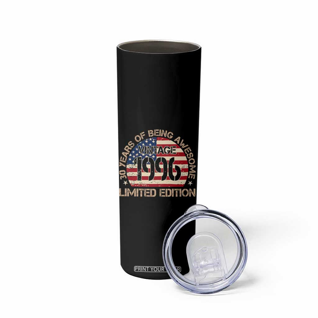 30th Birthday Skinny Tumbler Vintage 1996 30 Year Old Birthday USA Flag TS10 Print Your Wear
