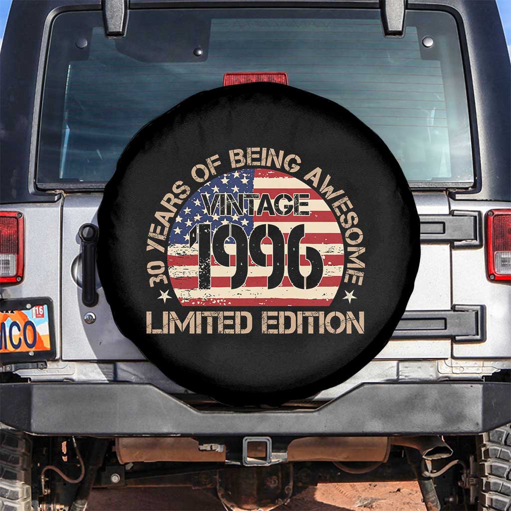 30th Birthday Spare Tire Cover Vintage 1996 30 Year Old Birthday USA Flag TS10 No hole Black Print Your Wear