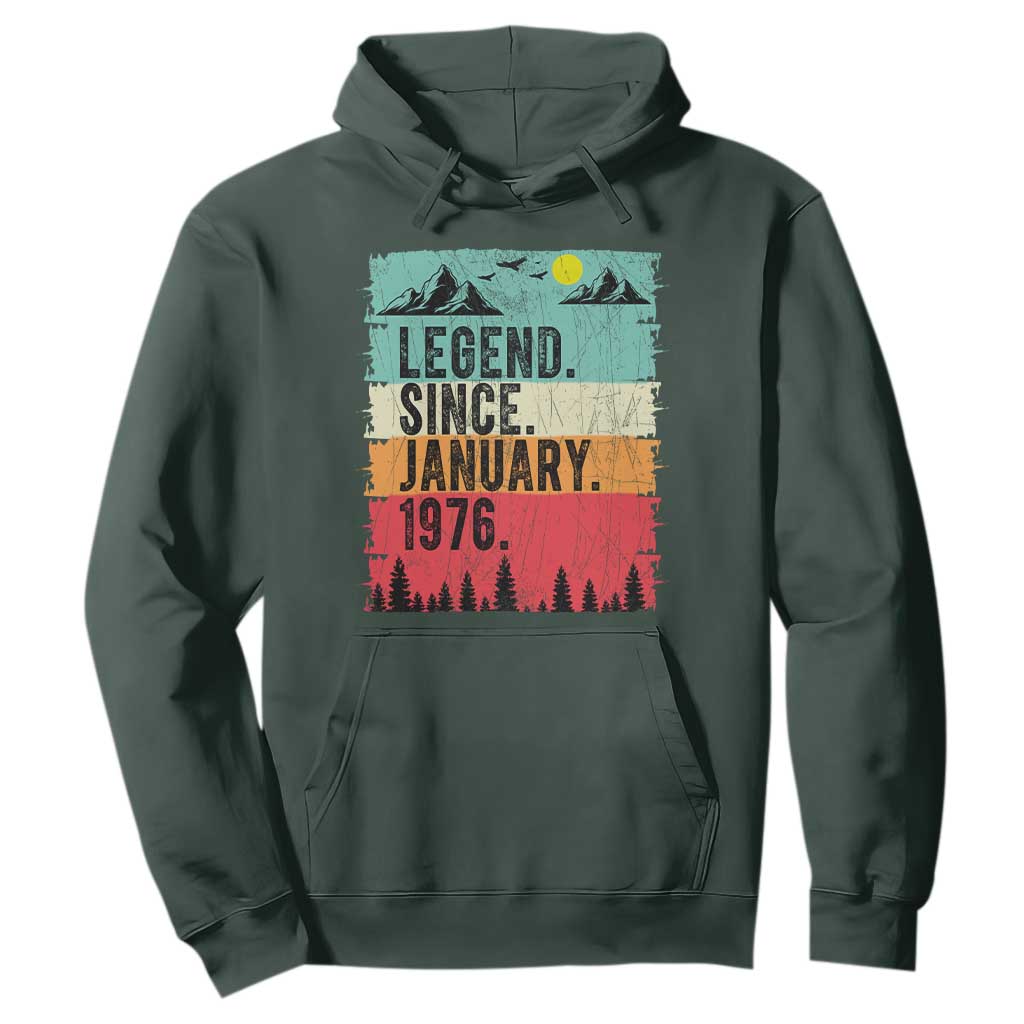 Personalized 1976 Birthday Hoodie Custom Date Vintage Retro 50th Birthday Gifts 50 Years Old TS10 Dark Forest Green Print Your Wear