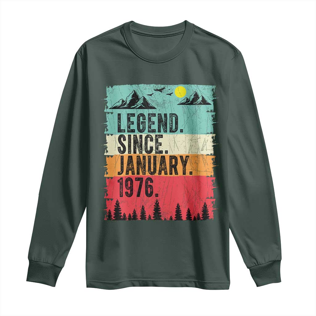 Personalized 1976 Birthday Long Sleeve Shirt Custom Date Vintage Retro 50th Birthday Gifts 50 Years Old TS10 Dark Forest Green Print Your Wear