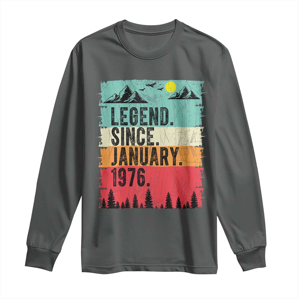 Personalized 1976 Birthday Long Sleeve Shirt Custom Date Vintage Retro 50th Birthday Gifts 50 Years Old TS10 Dark Heather Print Your Wear
