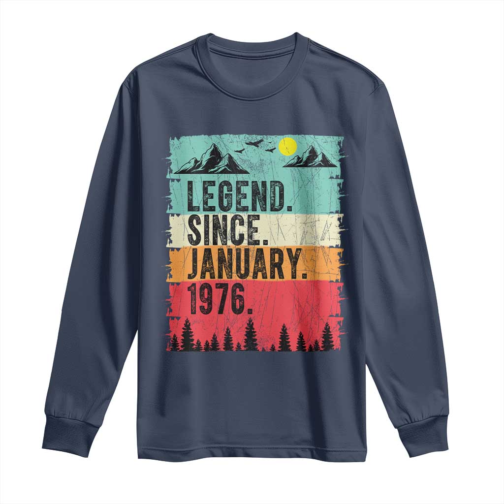 Personalized 1976 Birthday Long Sleeve Shirt Custom Date Vintage Retro 50th Birthday Gifts 50 Years Old TS10 Navy Print Your Wear
