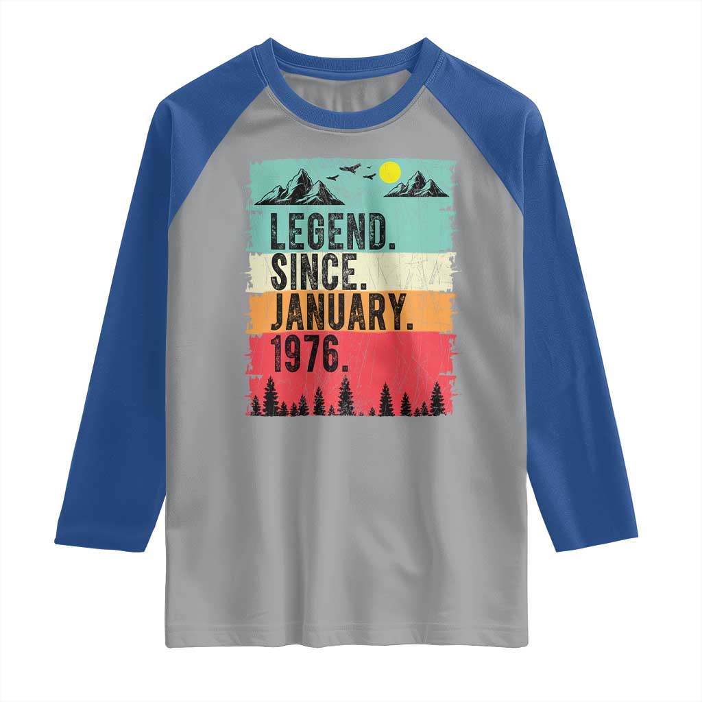Personalized 1976 Birthday Raglan Shirt Custom Date Vintage Retro 50th Birthday Gifts 50 Years Old TS10 Sport Gray Royal Print Your Wear