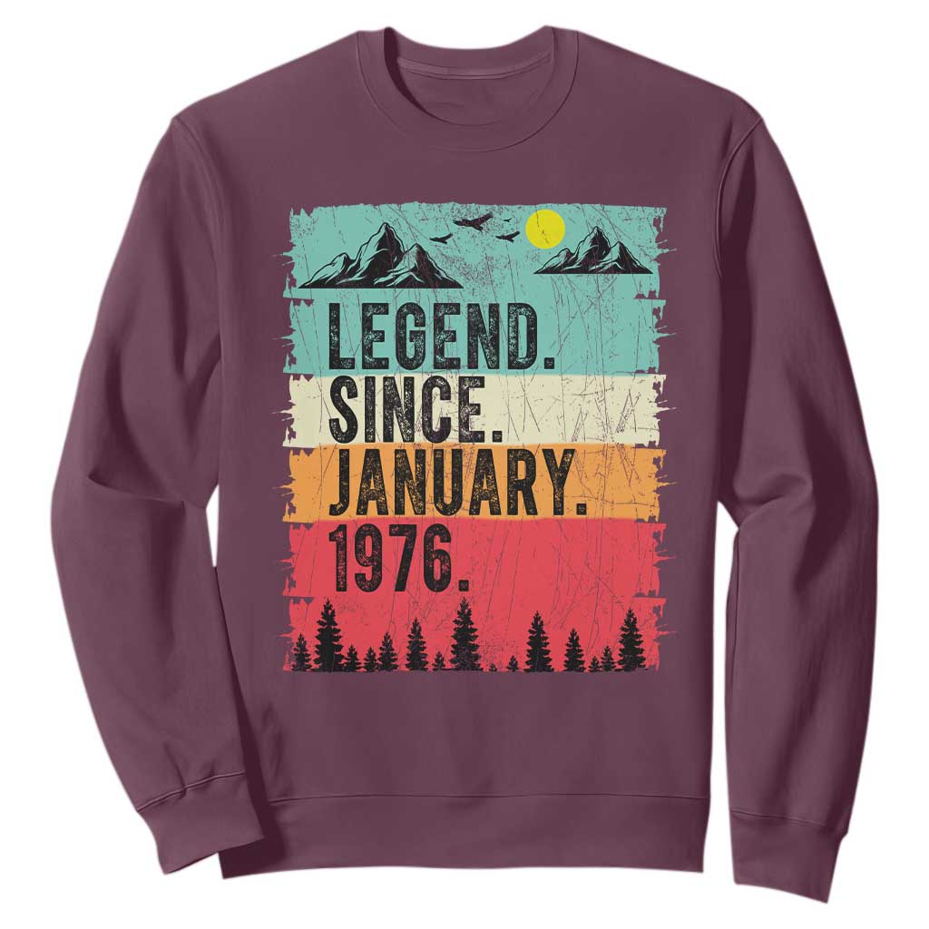 Personalized 1976 Birthday Sweatshirt Custom Date Vintage Retro 50th Birthday Gifts 50 Years Old TS10 Maroon Print Your Wear