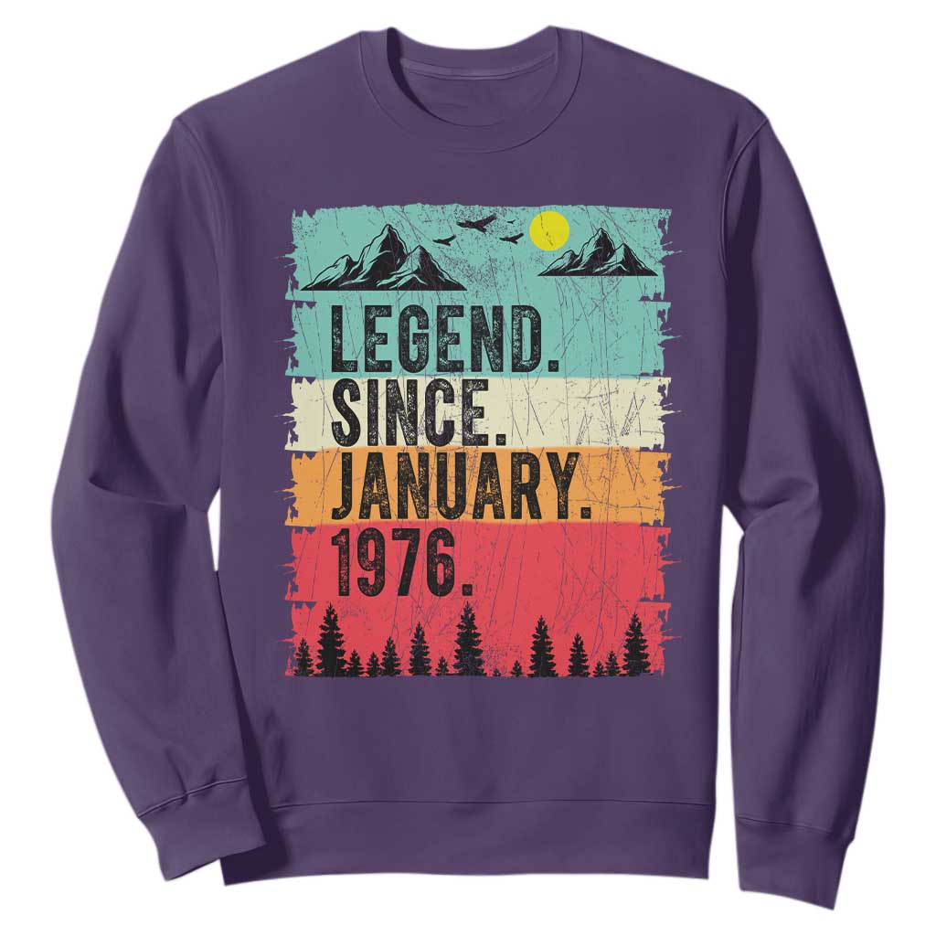 Personalized 1976 Birthday Sweatshirt Custom Date Vintage Retro 50th Birthday Gifts 50 Years Old TS10 Purple Print Your Wear