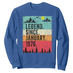 Personalized 1976 Birthday Sweatshirt Custom Date Vintage Retro 50th Birthday Gifts 50 Years Old TS10 Royal Blue Print Your Wear