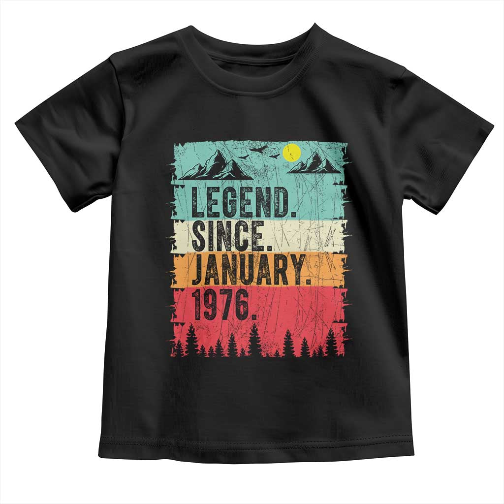 Personalized 1976 Birthday Toddler T Shirt Custom Date Vintage Retro 50th Birthday Gifts 50 Years Old TS10 Black Print Your Wear