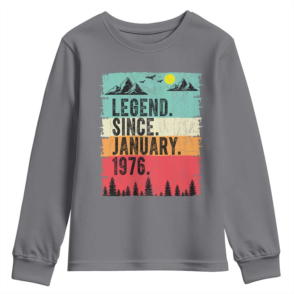 Personalized 1976 Birthday Youth Sweatshirt Custom Date Vintage Retro 50th Birthday Gifts 50 Years Old TS10 Charcoal Print Your Wear