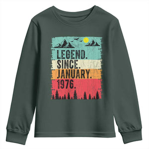 Personalized 1976 Birthday Youth Sweatshirt Custom Date Vintage Retro 50th Birthday Gifts 50 Years Old TS10 Dark Forest Green Print Your Wear