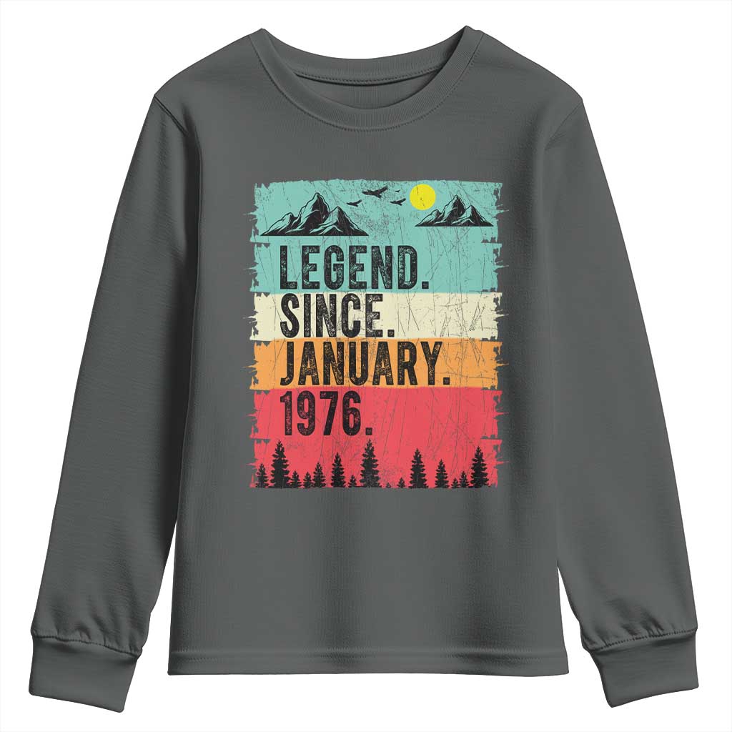 Personalized 1976 Birthday Youth Sweatshirt Custom Date Vintage Retro 50th Birthday Gifts 50 Years Old TS10 Dark Heather Print Your Wear