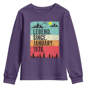Personalized 1976 Birthday Youth Sweatshirt Custom Date Vintage Retro 50th Birthday Gifts 50 Years Old TS10 Purple Print Your Wear