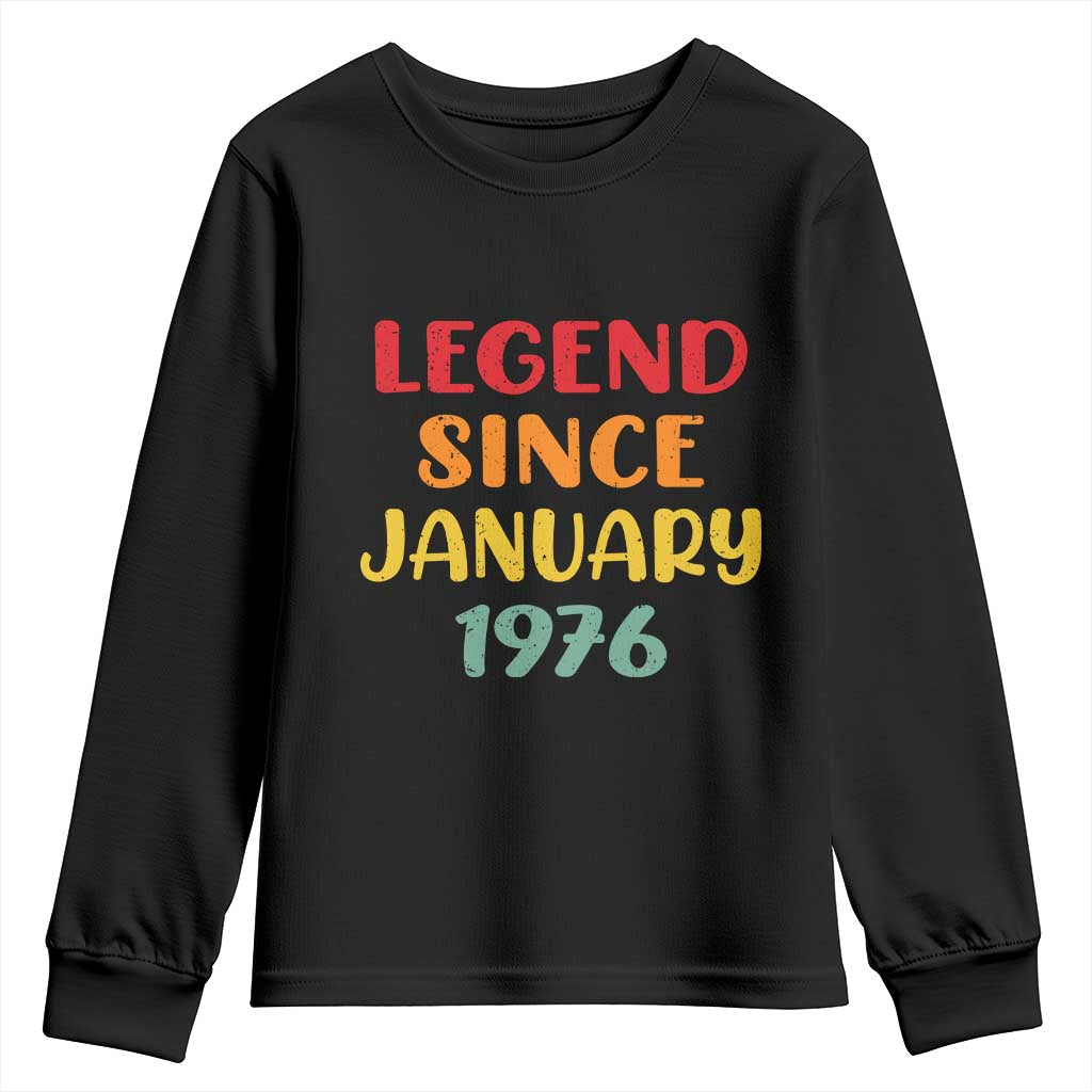Personalized Legend Since 1976 Youth Sweatshirt Custom Month Vintage Retro 50th Birthday Gifts 50 Years Old TS10 Black Print Your Wear