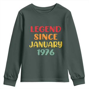 Personalized Legend Since 1976 Youth Sweatshirt Custom Month Vintage Retro 50th Birthday Gifts 50 Years Old TS10 Dark Forest Green Print Your Wear