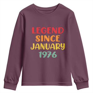 Personalized Legend Since 1976 Youth Sweatshirt Custom Month Vintage Retro 50th Birthday Gifts 50 Years Old TS10 Maroon Print Your Wear