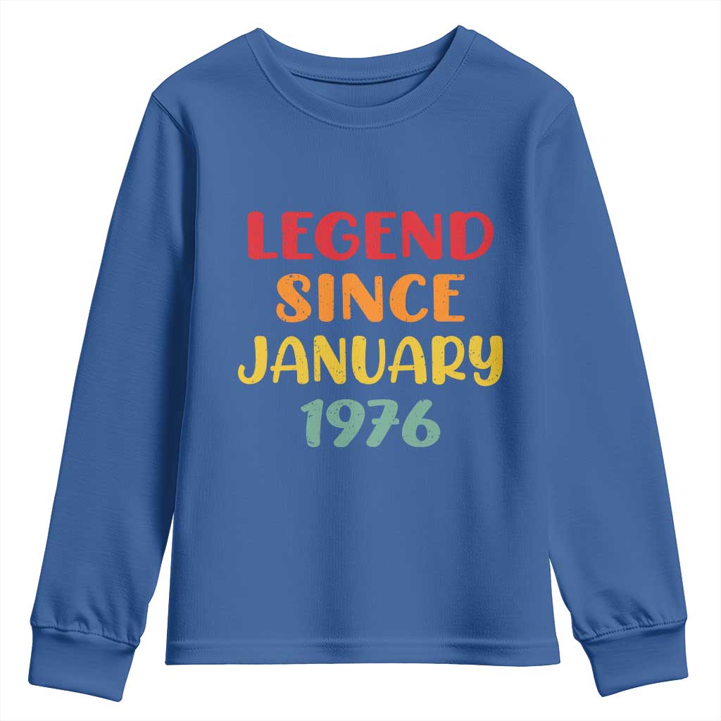 Personalized Legend Since 1976 Youth Sweatshirt Custom Month Vintage Retro 50th Birthday Gifts 50 Years Old TS10 Royal Blue Print Your Wear