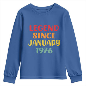 Personalized Legend Since 1976 Youth Sweatshirt Custom Month Vintage Retro 50th Birthday Gifts 50 Years Old TS10 Royal Blue Print Your Wear