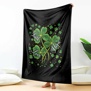 Four Leaf Clover Christian Throw Blanket Irish Lucky Shamrock Faith Hope Love Religious TS10 Print Your Wear