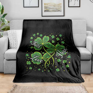 Four Leaf Clover Christian Throw Blanket Irish Lucky Shamrock Faith Hope Love Religious TS10 Print Your Wear