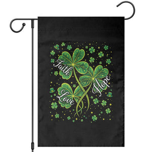 Four Leaf Clover Christian Garden Flag Irish Lucky Shamrock Faith Hope Love Religious TS10 Black Print Your Wear
