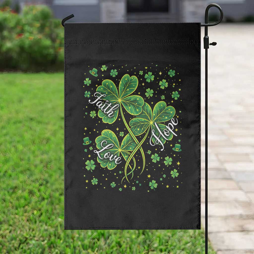 Four Leaf Clover Christian Garden Flag Irish Lucky Shamrock Faith Hope Love Religious TS10 Print Your Wear