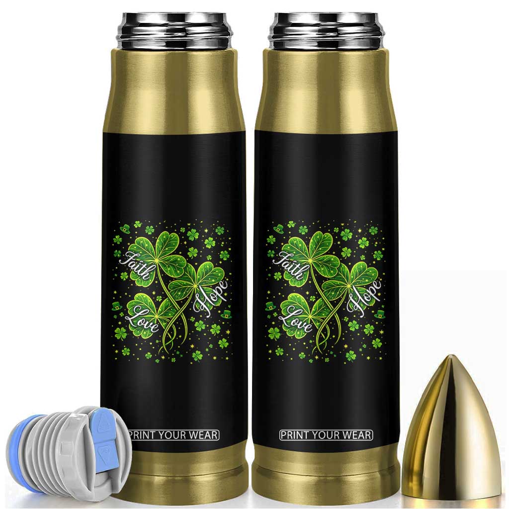 Four Leaf Clover Christian Bullet Tumbler Irish Lucky Shamrock Faith Hope Love Religious TS10 Black Print Your Wear