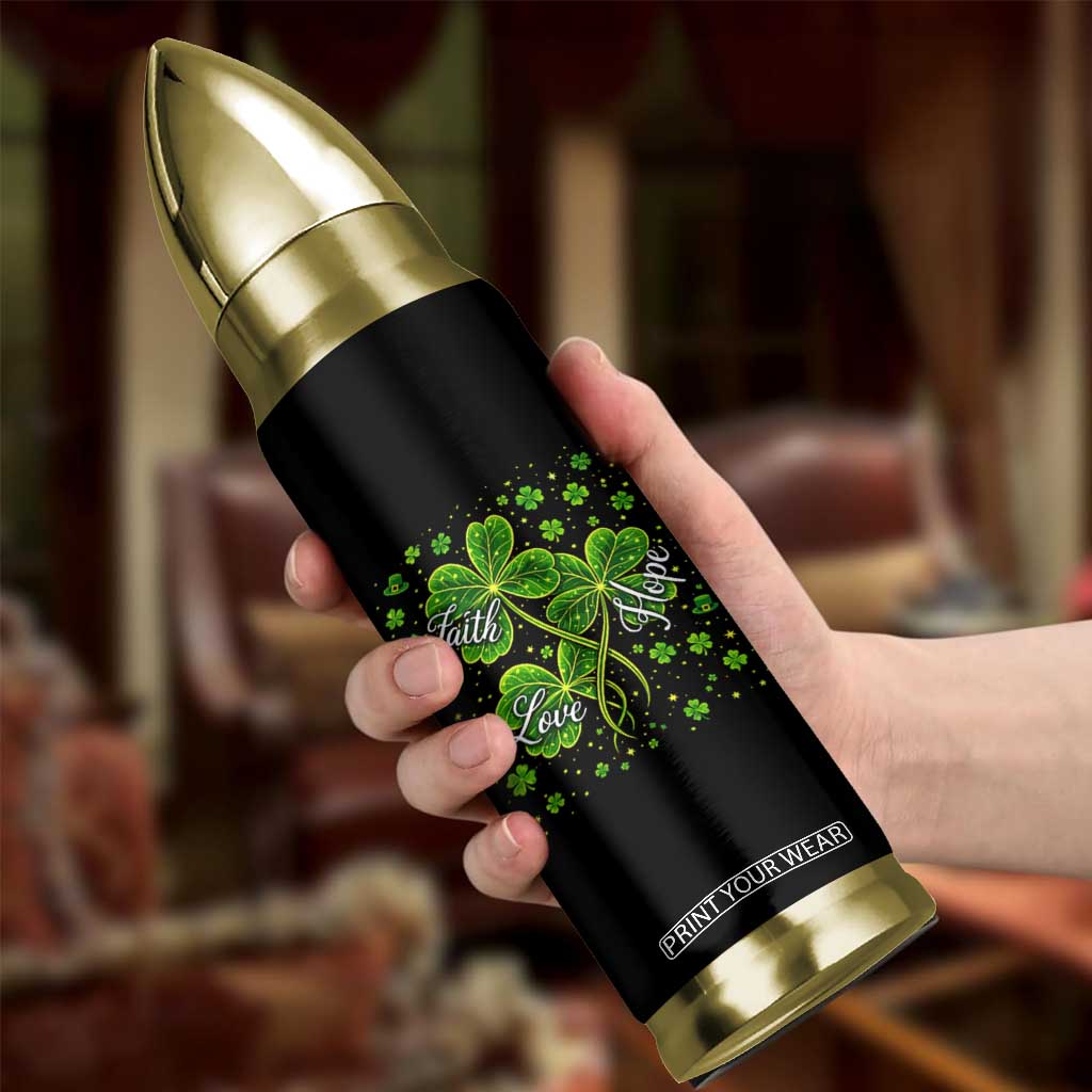 Four Leaf Clover Christian Bullet Tumbler Irish Lucky Shamrock Faith Hope Love Religious TS10 Print Your Wear