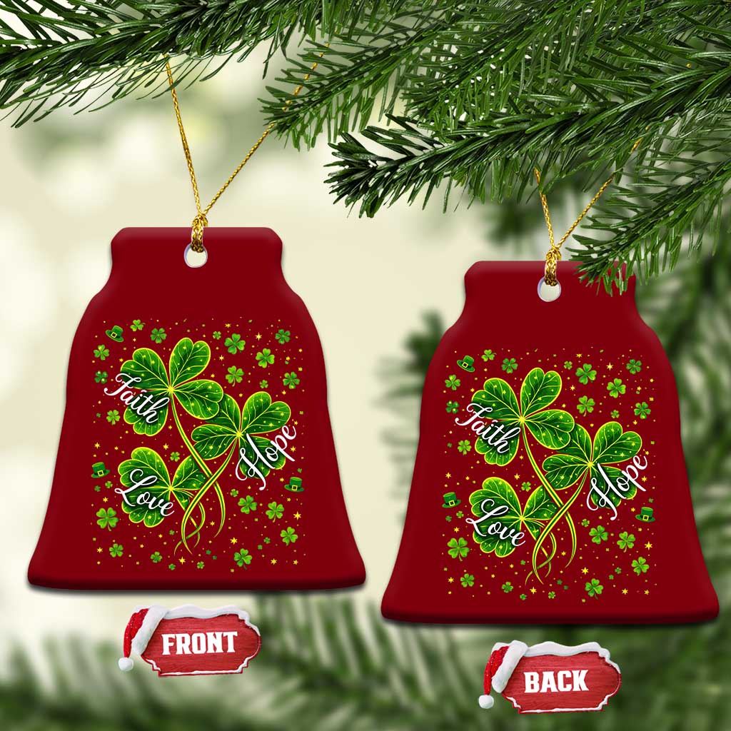 Four Leaf Clover Christian Ceramic Ornament Irish Lucky Shamrock Faith Hope Love Religious TS10 Print Your Wear