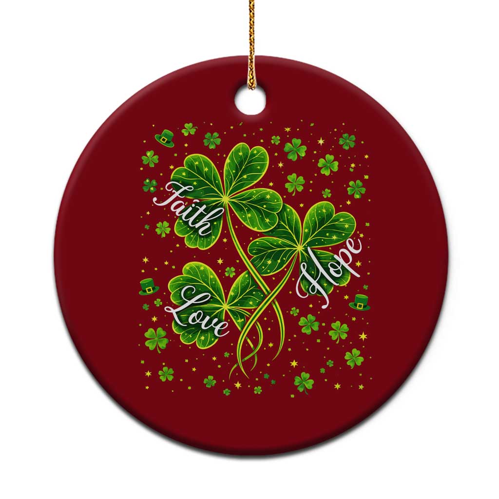 Four Leaf Clover Christian Ceramic Ornament Irish Lucky Shamrock Faith Hope Love Religious TS10 1pc Red Print Your Wear
