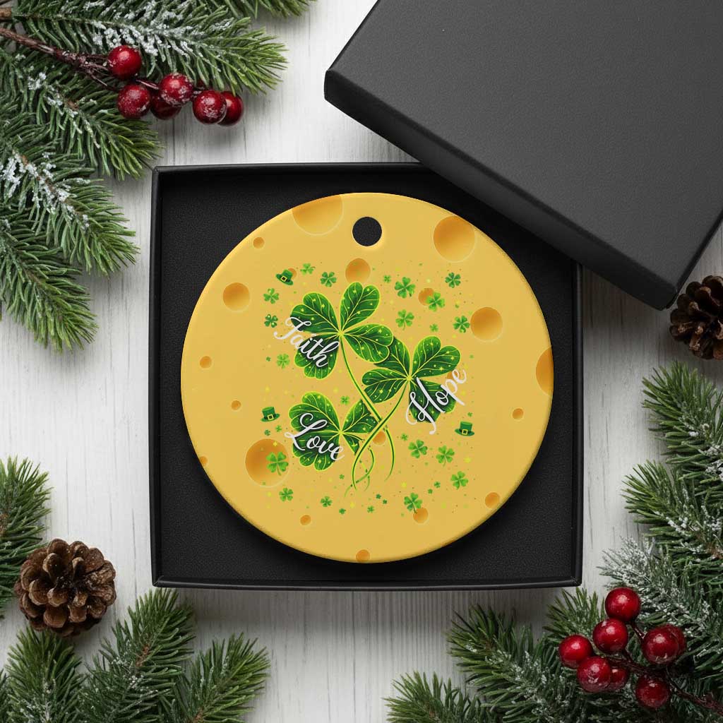Four Leaf Clover Christian Ceramic Ornament Irish Lucky Shamrock Faith Hope Love Religious TS10 1pc Yellow Cheese Print Your Wear