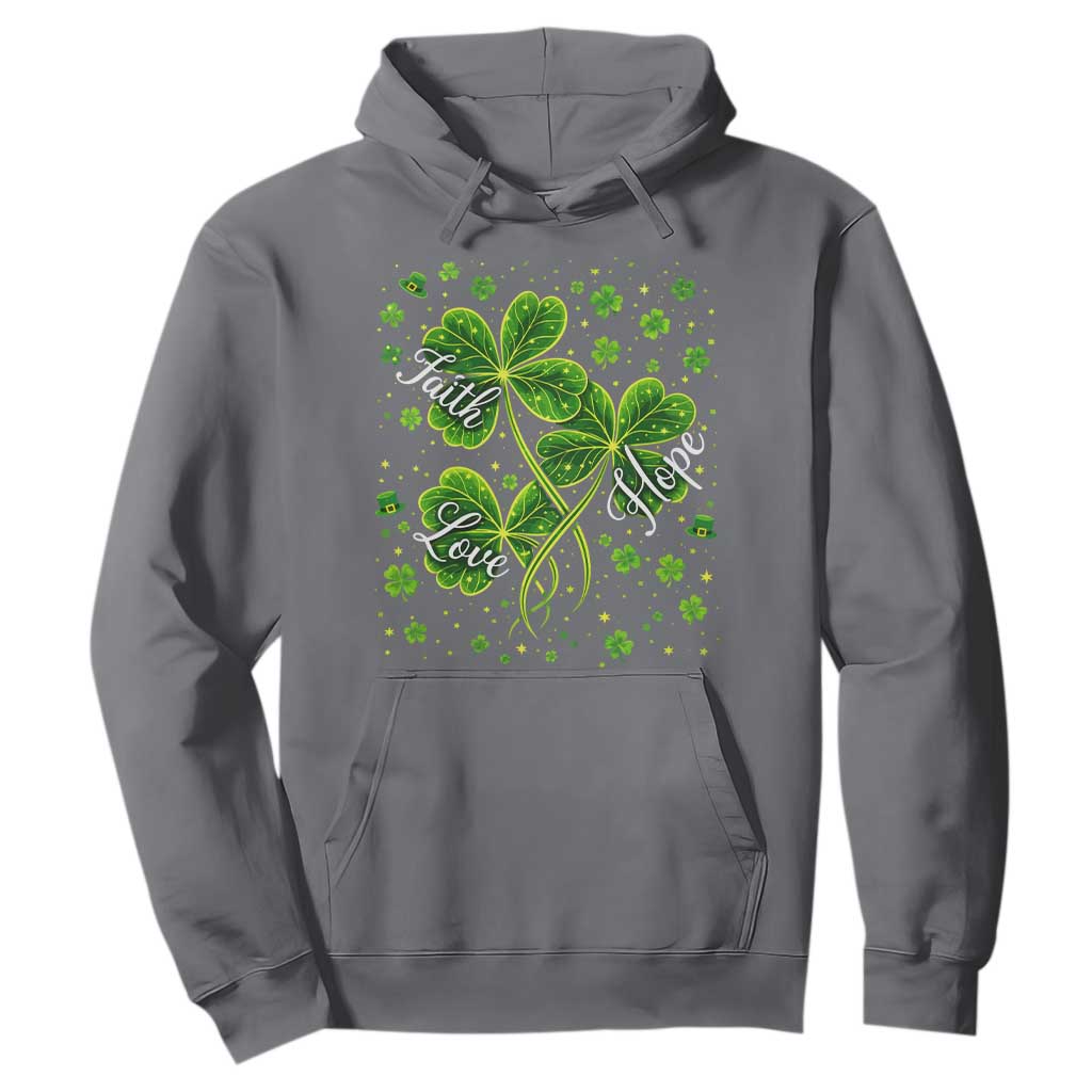 Four Leaf Clover Christian Hoodie Irish Lucky Shamrock Faith Hope Love Religious TS10 Charcoal Print Your Wear