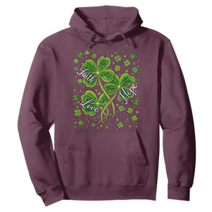 Four Leaf Clover Christian Hoodie Irish Lucky Shamrock Faith Hope Love Religious TS10 Maroon Print Your Wear