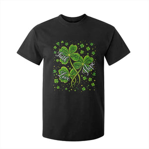 Four Leaf Clover Christian T Shirt For Kid Irish Lucky Shamrock Faith Hope Love Religious TS10 Black Print Your Wear