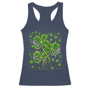 Four Leaf Clover Christian Racerback Tank Top Irish Lucky Shamrock Faith Hope Love Religious TS10 Navy Print Your Wear