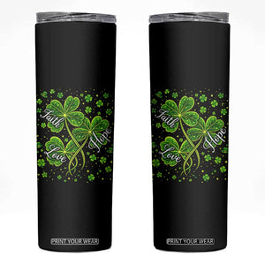 Four Leaf Clover Christian Skinny Tumbler Irish Lucky Shamrock Faith Hope Love Religious TS10 Black Print Your Wear