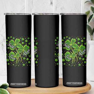 Four Leaf Clover Christian Skinny Tumbler Irish Lucky Shamrock Faith Hope Love Religious TS10 Print Your Wear