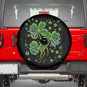 Four Leaf Clover Christian Spare Tire Cover Irish Lucky Shamrock Faith Hope Love Religious TS10 Black Print Your Wear