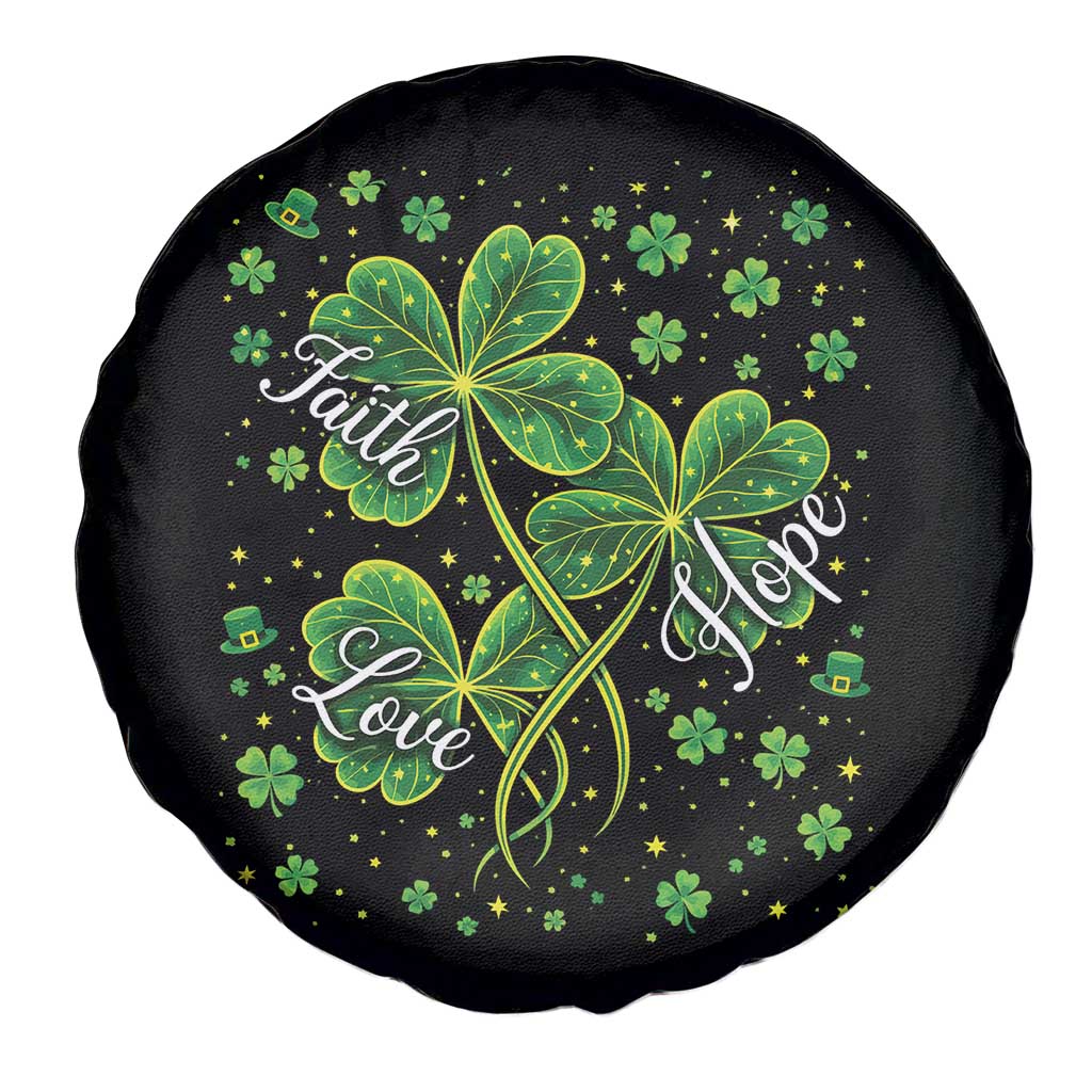 Four Leaf Clover Christian Spare Tire Cover Irish Lucky Shamrock Faith Hope Love Religious TS10 Print Your Wear