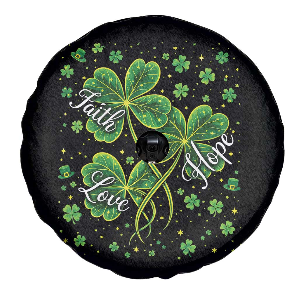Four Leaf Clover Christian Spare Tire Cover Irish Lucky Shamrock Faith Hope Love Religious TS10 Print Your Wear